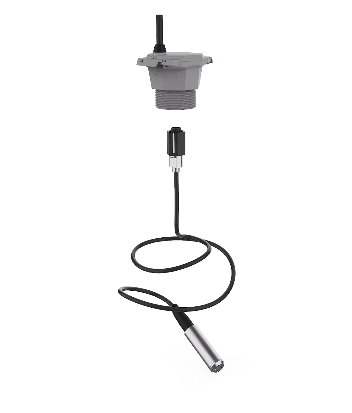 FLUIDBOT tank level monitor with its cable and hydrostatic pressure sensor
