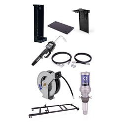 GRACO LD Series 5:1 Top Mounted IBC Hose Reel Kit. Metered Gun with Drain Mount Kit