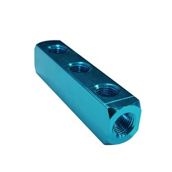 Manifold 3 Port Aluminium 1/4" x 1/4"