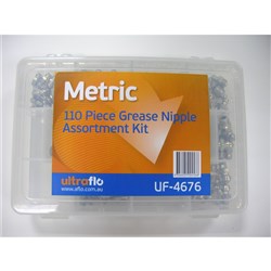 ULTRAFLO Metric Grease Nipple Assortment Kit 110Pcs